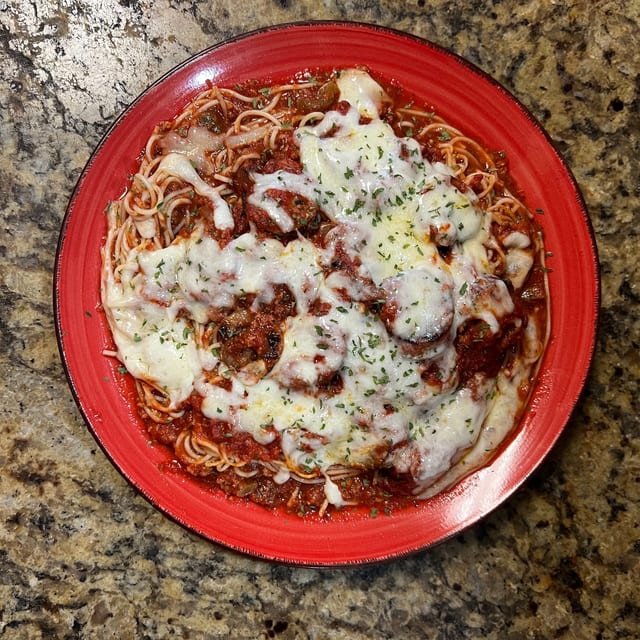 Spaghetti with Italian Sausage.