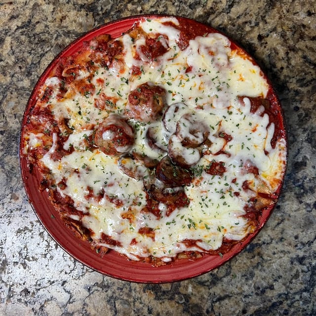 Ziti with Meatballs & Sausage.