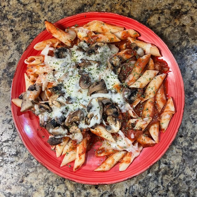 Ziti with Mushrooms.