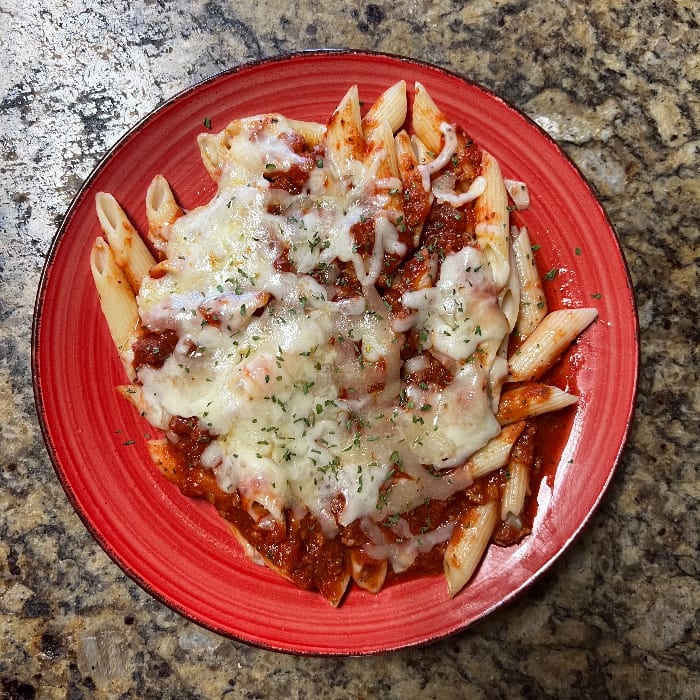 Ziti with Meat Sauce.