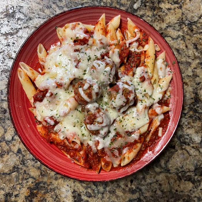 Ziti with Meatballs.